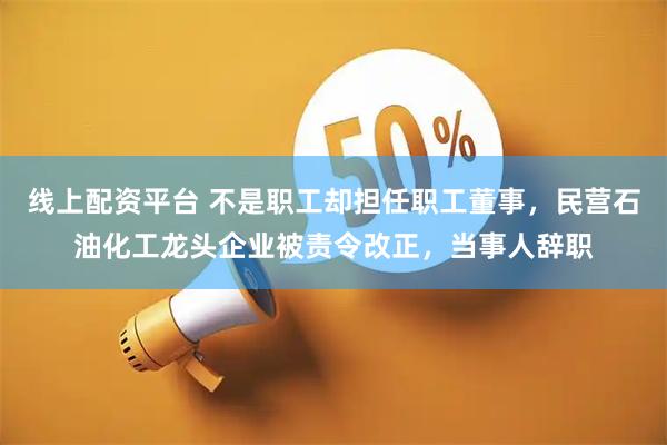 线上配资平台 不是职工却担任职工董事，民营石油化工龙头企业被责令改正，当事人辞职